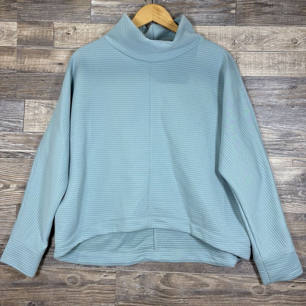 Stylus Aqua Tourmaline Blue Mock Neck Soft Ribbed Pullover Sweatshirt Womens XXL